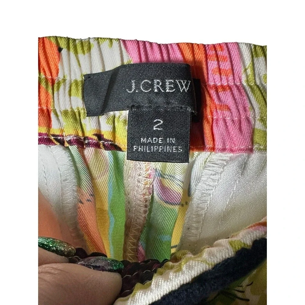 J Crew Pants Size 2 Drapey Wide Leg Ratti Safari‎ Printed Soft Tropical #QR6-5